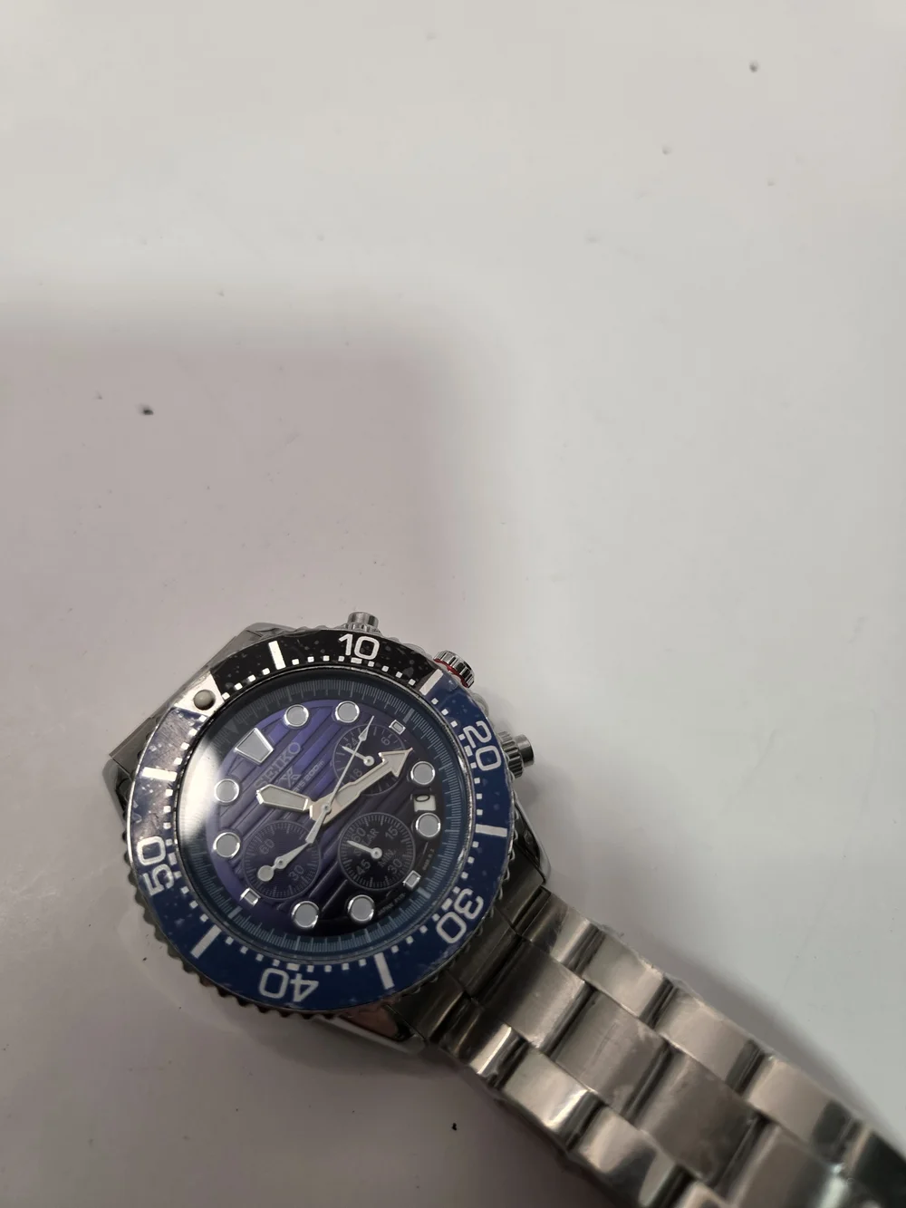Seiko Blue Dial Solar Chronograph Dive Watch